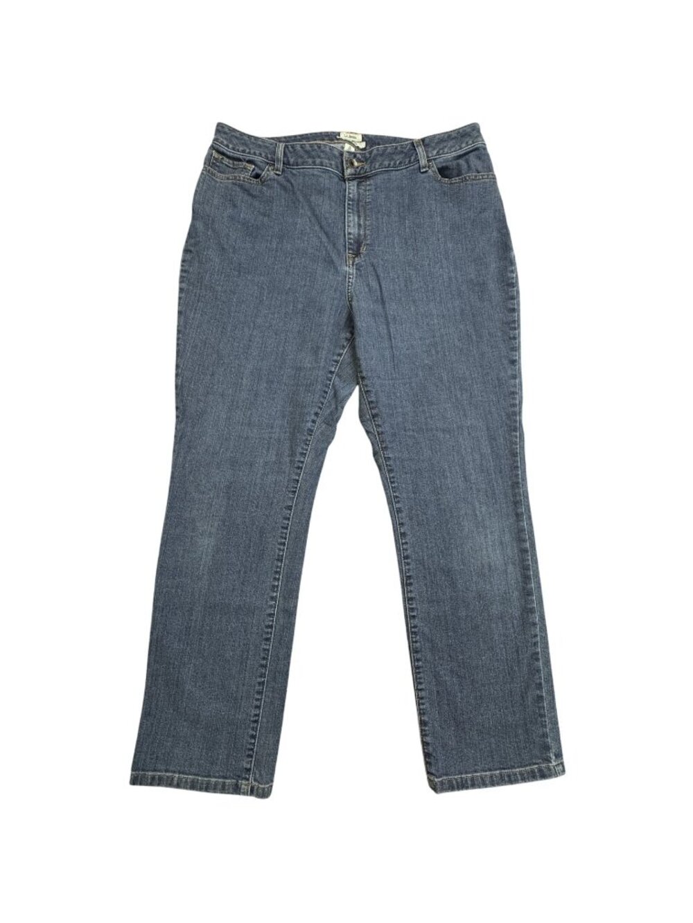 LL Bean Classic Fit Jeans Womens Size 18 Reg Blue Denim Straight Leg High Rise
